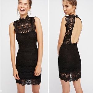 Free People backless black lace bodycon dress